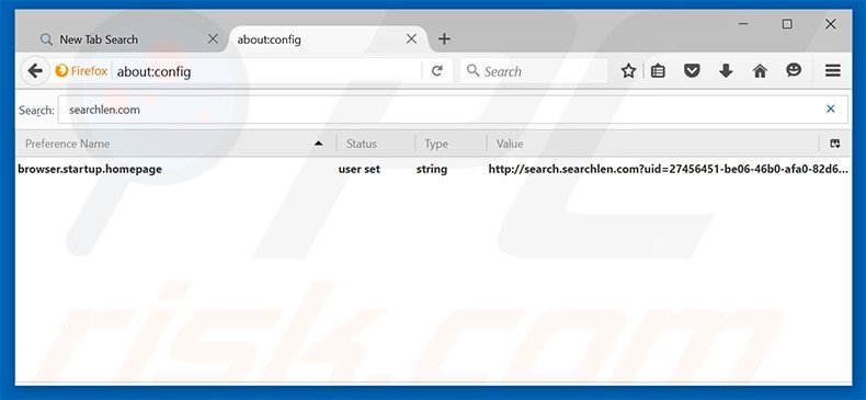 Removing search.searchlen.com from Mozilla Firefox default search engine