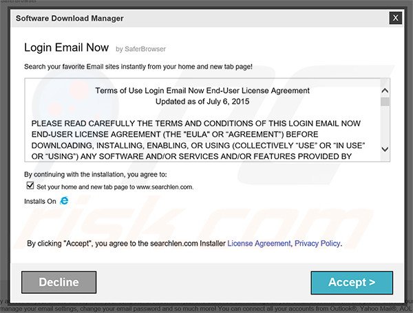 Official Login Email Now browser hijacker installation setup
