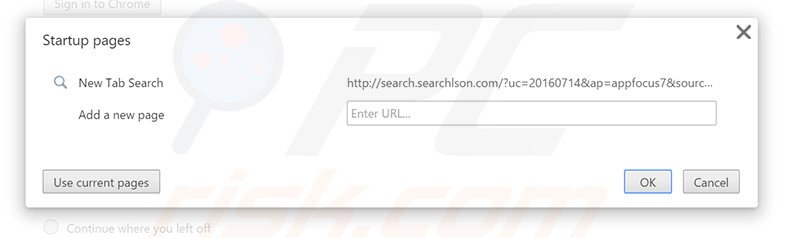 Removing search.searchlson.com from Google Chrome homepage