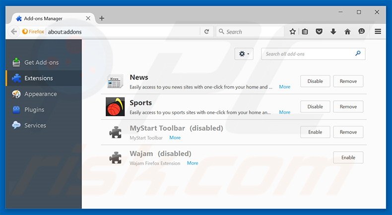 Removing search.searchlson.com related Mozilla Firefox extensions