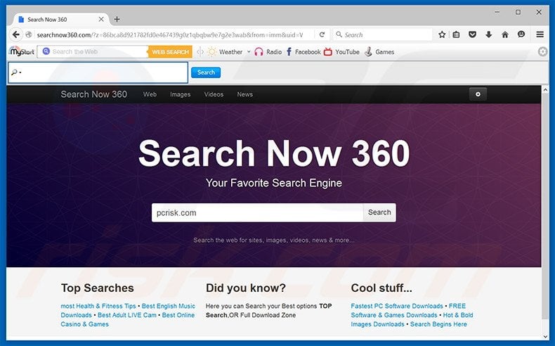 searchnow360.com browser hijacker