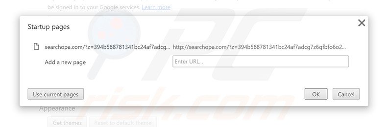 Removing searchopa.com from Google Chrome homepage