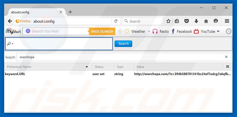 Removing searchopa.com from Mozilla Firefox default search engine