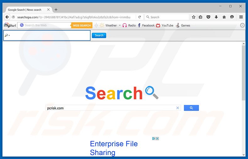 searchopa.com browser hijacker