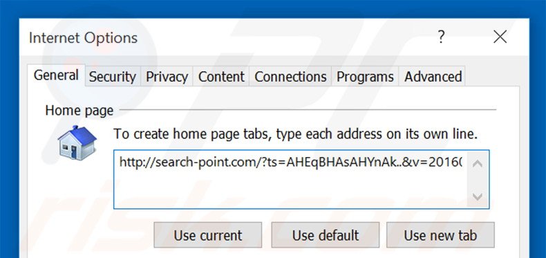 Removing search-point.com from Internet Explorer homepage