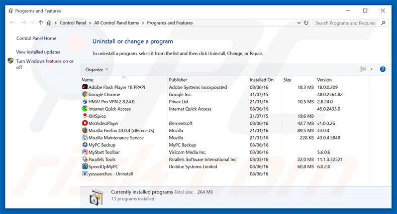 search-point.com browser hijacker uninstall via Control Panel