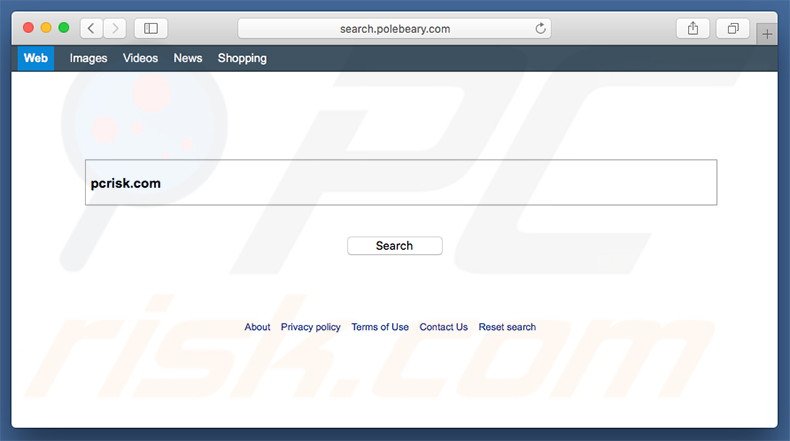 search.polebeary.com browser hijacker on a Mac computer