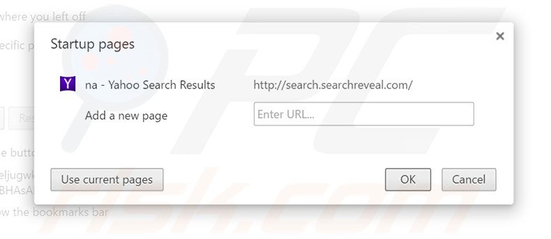 Removing search.searchreveal.com from Google Chrome homepage