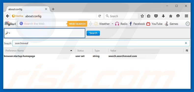 Removing search.searchreveal.com from Mozilla Firefox default search engine