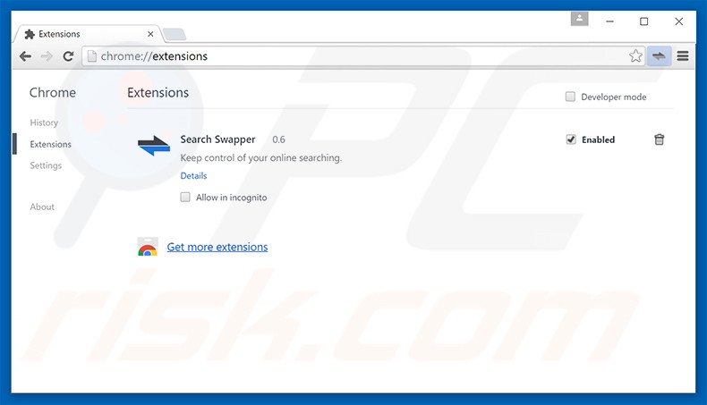 Removing searchswapper.com related Google Chrome extensions