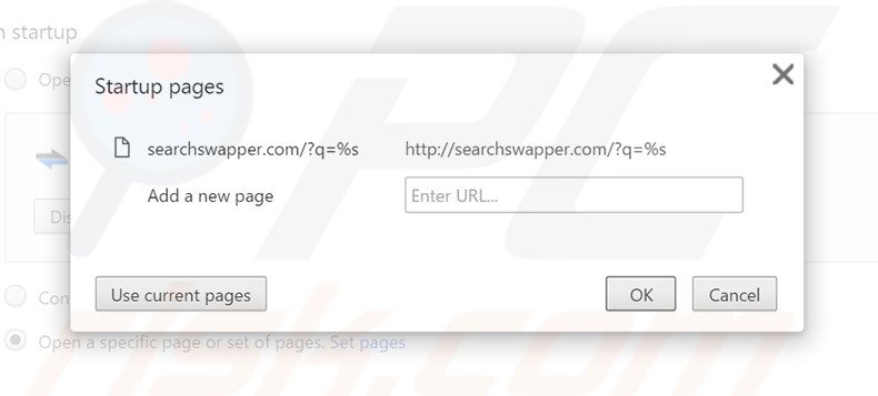 Removing searchswapper.com from Google Chrome homepage