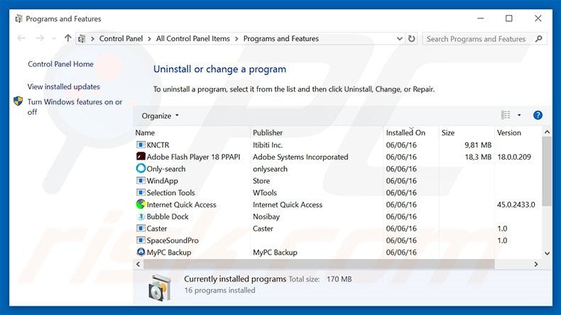 searchswapper.com browser hijacker uninstall via Control Panel