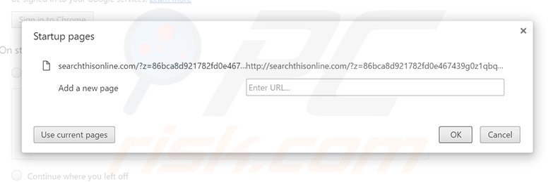 Removing searchthisonline.com from Google Chrome homepage