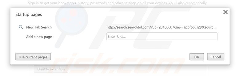 Removing search.searchtnl.com from Google Chrome homepage