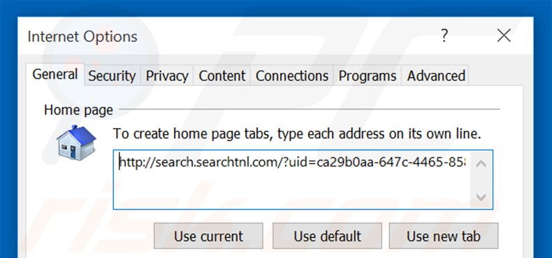 Removing search.searchtnl.com from Internet Explorer homepage