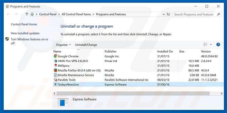 search.searchtnl.com browser hijacker uninstall via Control Panel