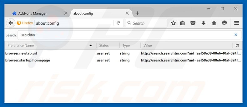 Removing search.searchtnr.com from Mozilla Firefox default search engine