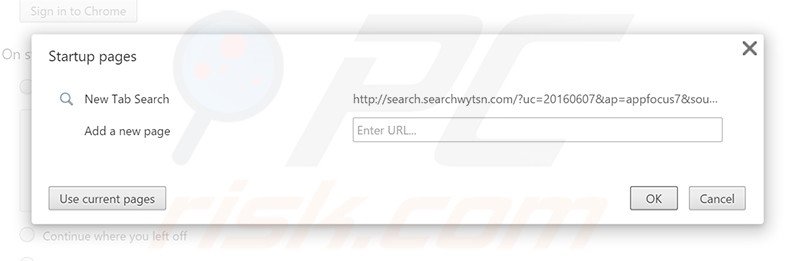 Removing search.searchwytsn.com from Google Chrome homepage