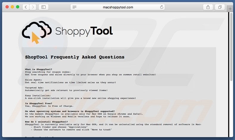 ShoppyTool's website FAQ