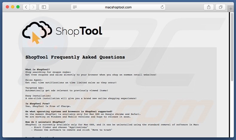 ShopTool website FAQ