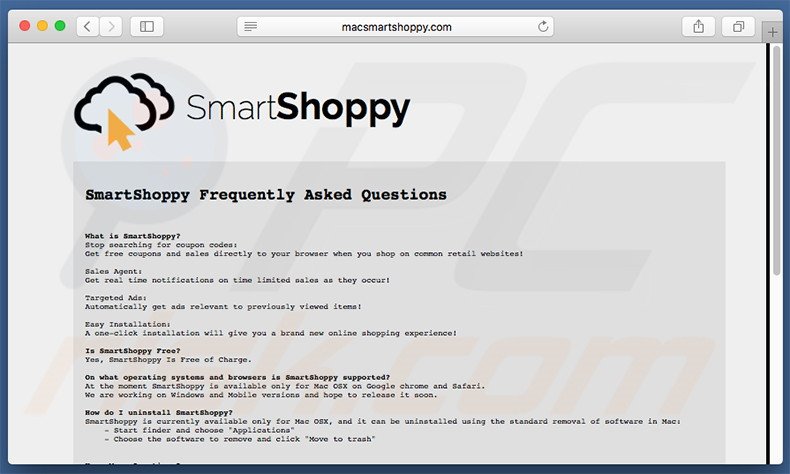 SmartShoppy website FAQ