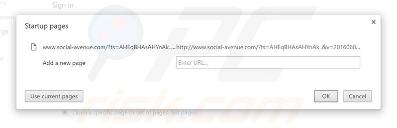 Removing social-avenue.com from Google Chrome homepage