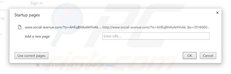 Removing social-avenue.com from Google Chrome homepage