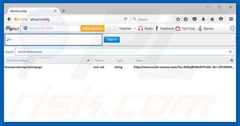 Removing social-avenue.com from Mozilla Firefox default search engine