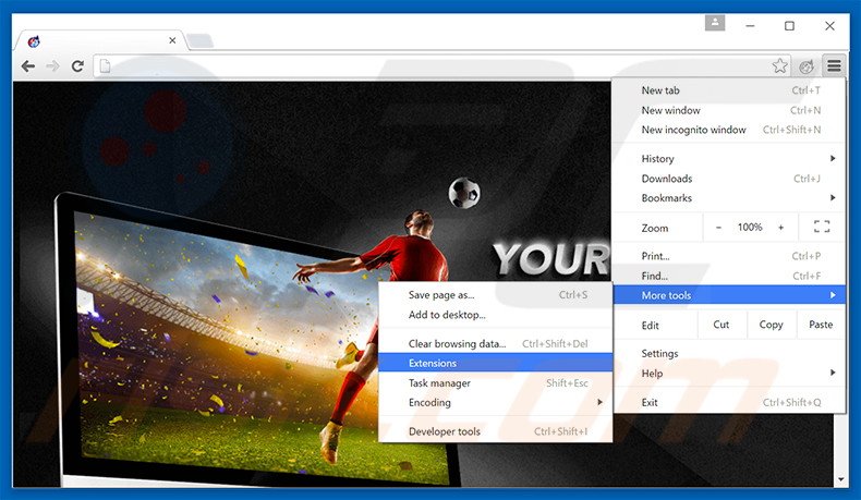 Removing Sports Score  ads from Google Chrome step 1