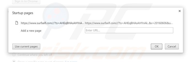 Removing surfself.com from Google Chrome homepage
