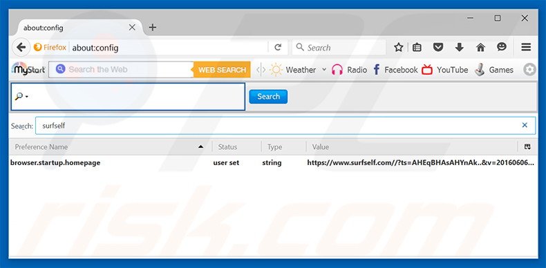 Removing surfself.com from Mozilla Firefox default search engine