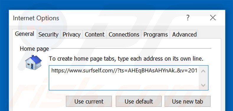 Removing surfself.com from Internet Explorer homepage