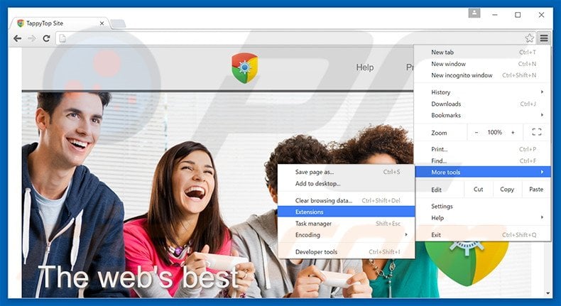 Removing TappyTop Browser  ads from Google Chrome step 1