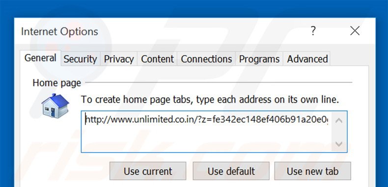 Removing unlimited.co.in from Internet Explorer homepage