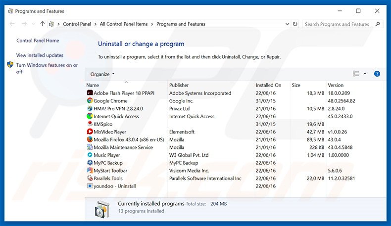 urban-search.com browser hijacker uninstall via Control Panel