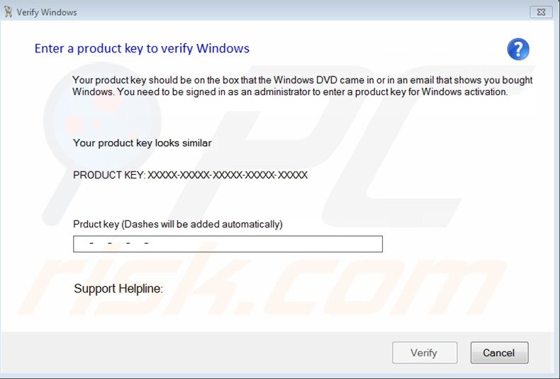 Verify Windows Scam adware