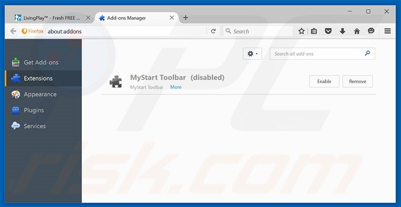 Removing Vertech ads from Mozilla Firefox step 2
