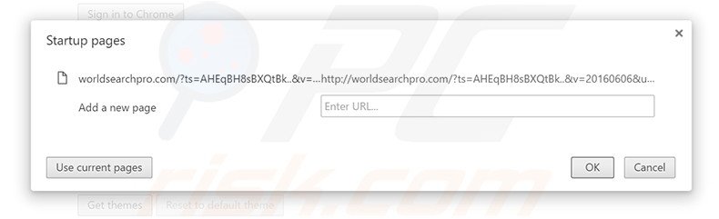 Removing worldsearchpro.com from Google Chrome homepage
