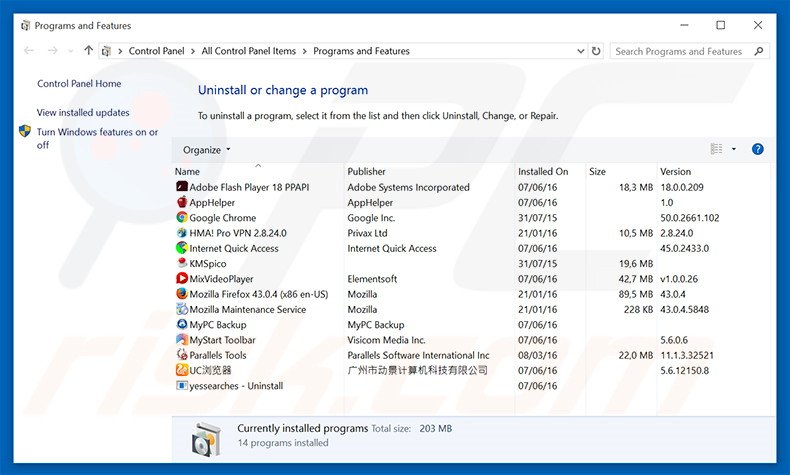 worldsearchpro.com browser hijacker uninstall via Control Panel