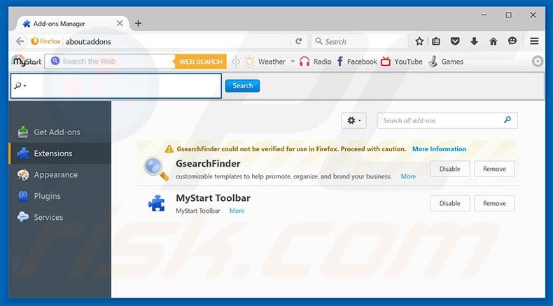 Removing Yealt ads from Mozilla Firefox step 2