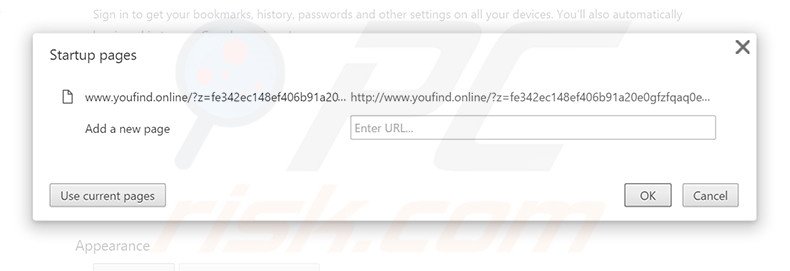 Removing youfind.online from Google Chrome homepage