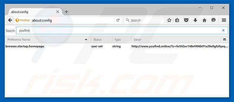Removing youfind.online from Mozilla Firefox default search engine