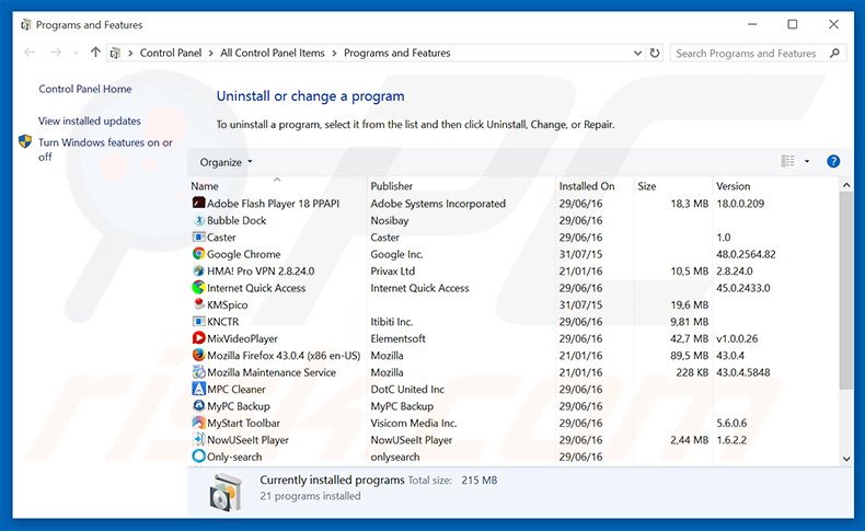 youfind.online browser hijacker uninstall via Control Panel