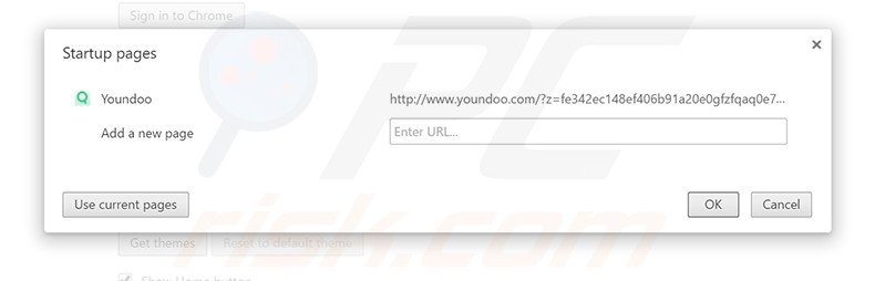 Removing youndoo.com from Google Chrome homepage