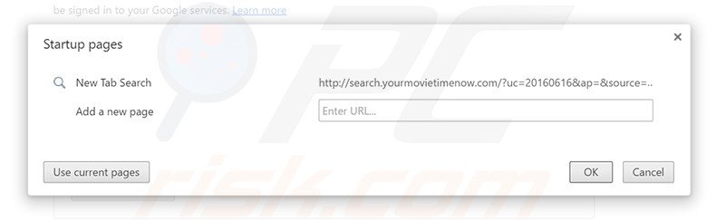 Removing search.yourmovietimenow.com from Google Chrome homepage