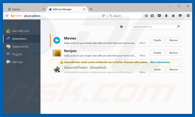 Removing search.yourmovietimenow.com related Mozilla Firefox extensions