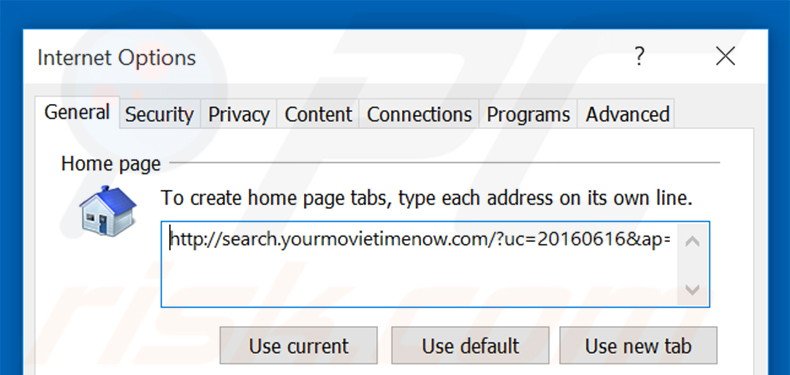 Removing search.yourmovietimenow.com from Internet Explorer homepage