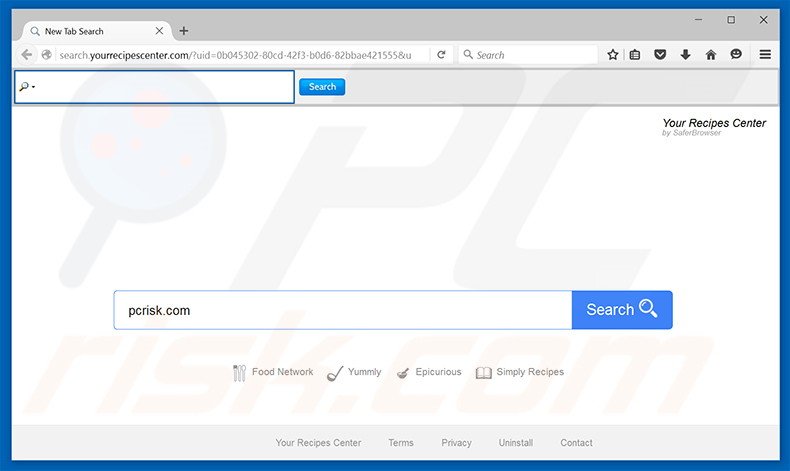search.yourrecipescenter.com browser hijacker