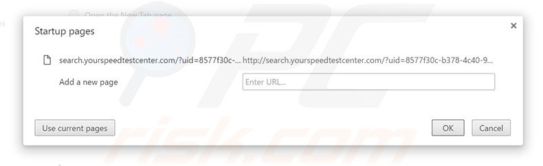 Removing search.yourspeedtestcenter.com from Google Chrome homepage