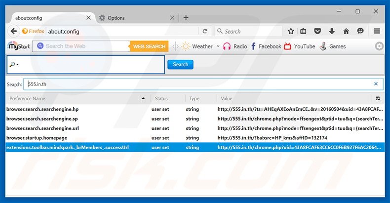 Removing 555.in.th from Mozilla Firefox default search engine